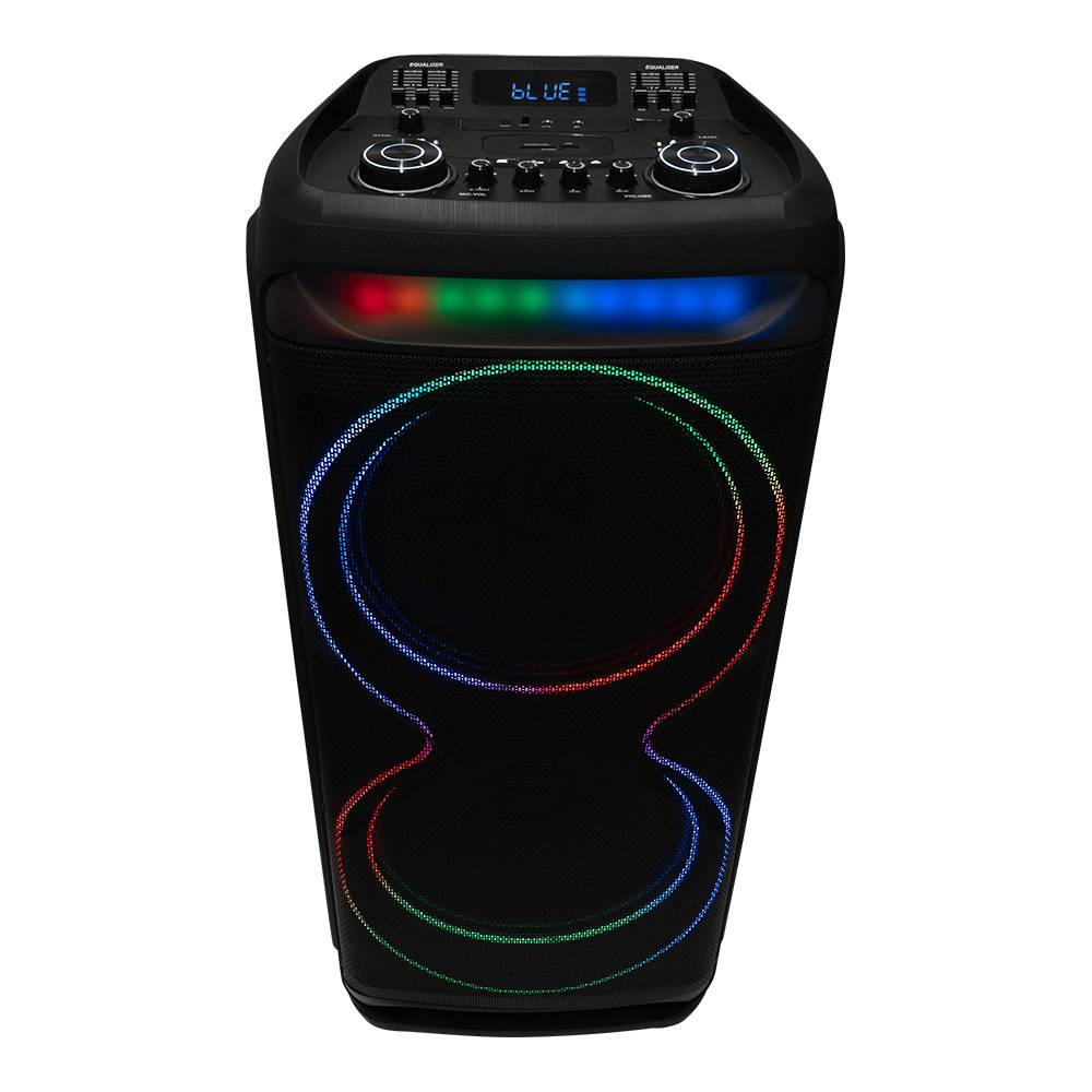 Bafle Vorago KSP-800 Speaker Karaoke doble 15 Pulgadas Bluetooth 5.0 180w Rms ecualizador integrado RGB -