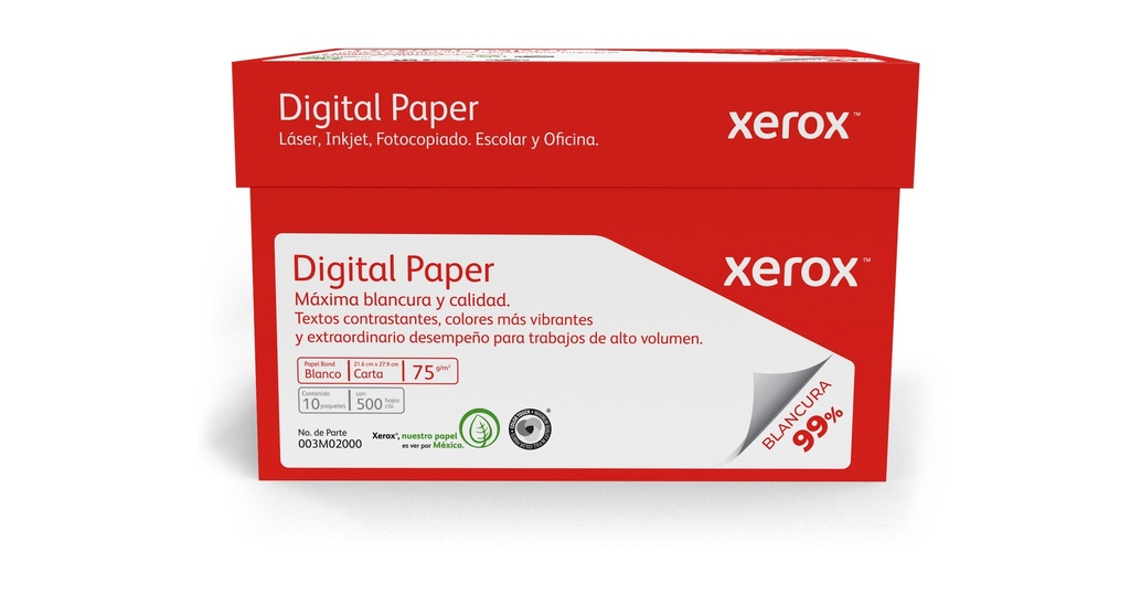 XEROX PAPEL DIGITAL ROJO CARTA 99  BLANCURA -