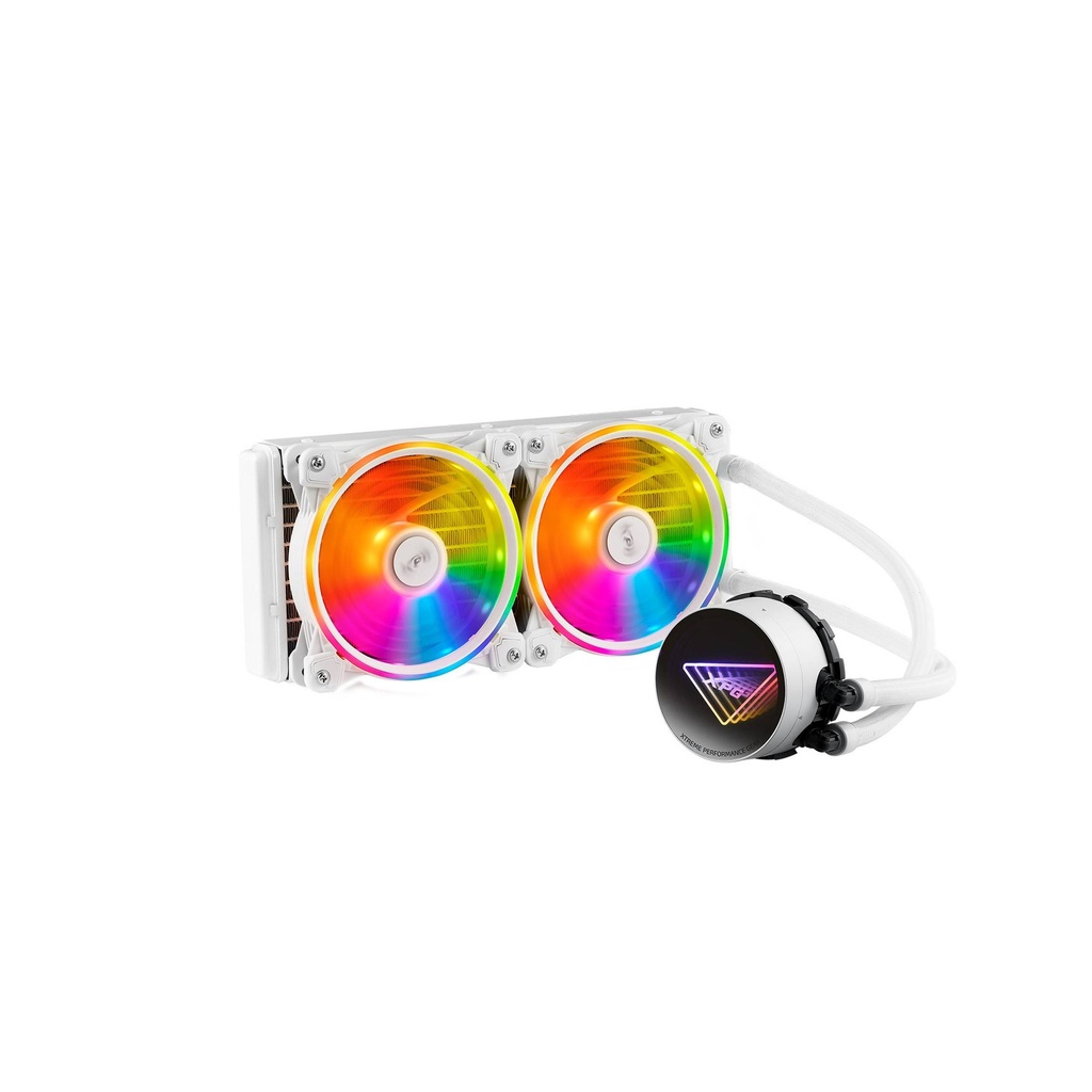Enfriador liquido XPG LEVANTE X 240. Ventiladores ARGB 120 mm. Radiador aluminio 240mm. Intel: LGA 1700 - 1200, 115x y AMD: AM5, AM4. LEVANTEX240-WHCWW