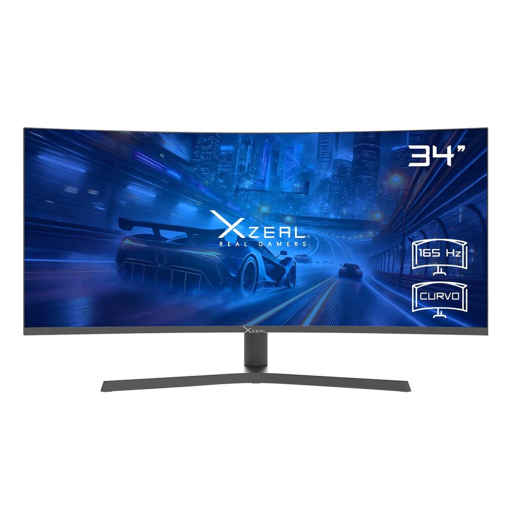Monitor Xzeal 34 pulgadas Xzeal XZ6010-1 Panel Curvo VA WQHD 165Hz 4ms 1xDP + 1xHDMI + Vesa 100x100mm Negro -