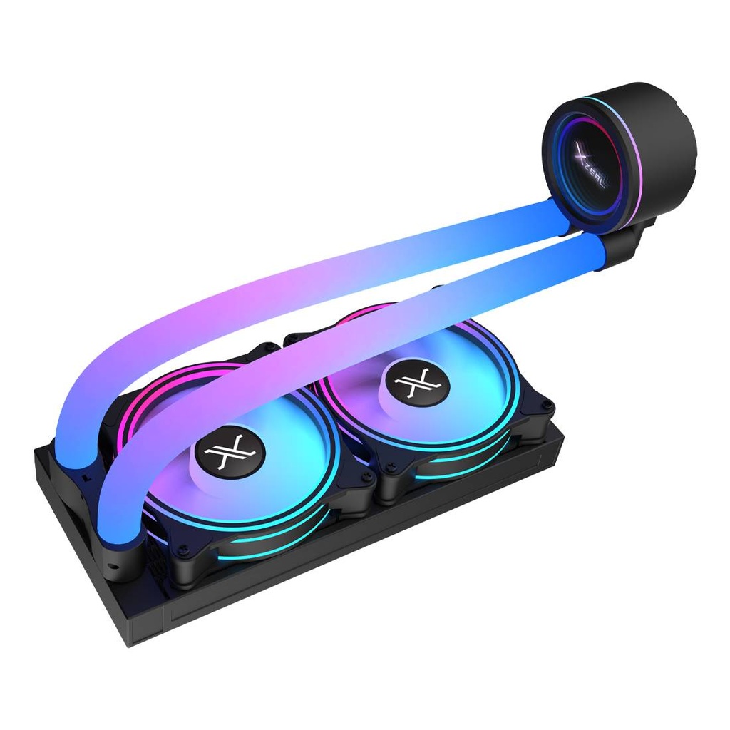 Enfriamiento Liquido Xzeal 240mm Redondo XZ413 para CPU 2 Fan x120mm Mangueras ARGB 3 pines + PWM 4 pines + Seguro para INTEL/AMD Negro -