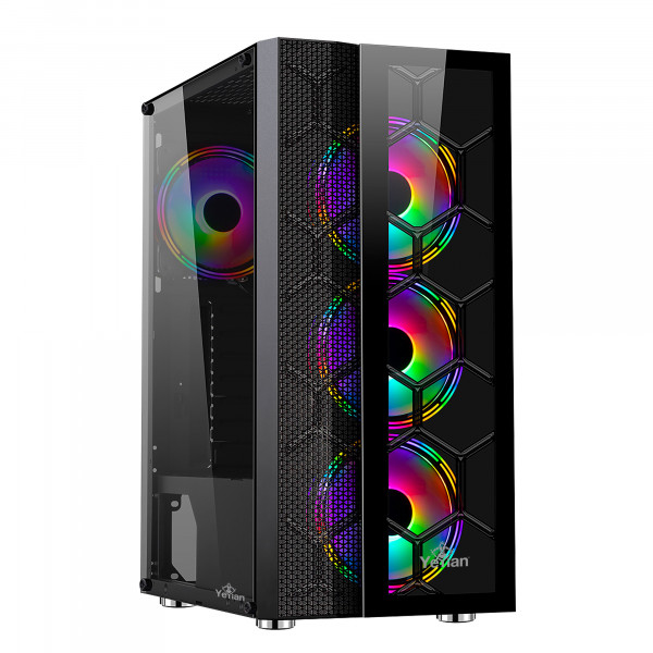 YEYIAN GABINETE GAMING RAPTURE S2500 MEDIA TORRE - MINI Y MICRO ATX, METAL, MALLA FRONTAL Y VIDRIO INC 3 VENT FRONT Y 1 POSTERIOR ARGB YCH-7S3V-01BK