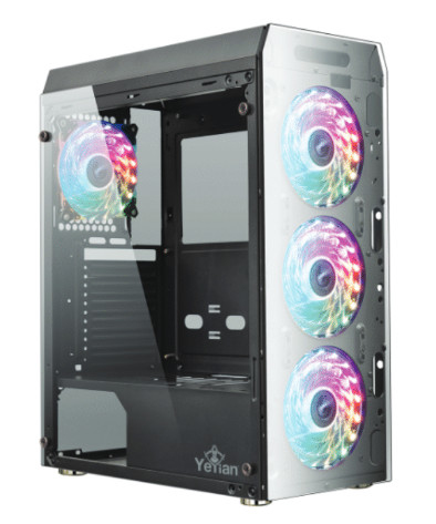 YEYIAN GABINETE GAMING KRYPTON SERIES 3000 - NEGRO ITX, ATX Y MICRO ATX, INC3 VENT ARGB 120MM GPU 325 MM, PANEL LATERAL DE CRISTAL MOD. YCH-MTA7-01BK
