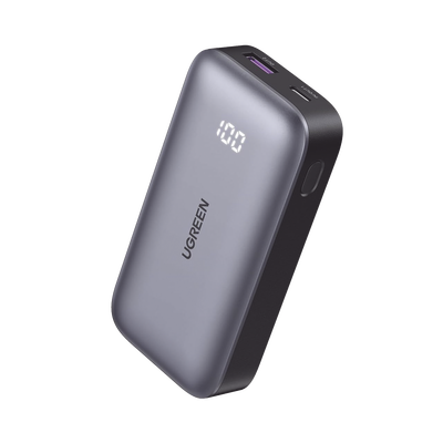 Mini Power Bank 30W  | 10 000 mAh |  2 Puertos PD3.0, USB C+A | Carga Rápida | Pantalla Digital | Compatible con iPhone 16 Pro Max/15/14, MacBook Air, iPad, Galaxy S24 Ultra, | Color Negro.