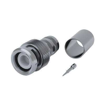 Conector BNC Macho (75 Ohm No Reales), Anillo Plegable para RG-59/U/62, Níquel/ Níquel/ Delrin.