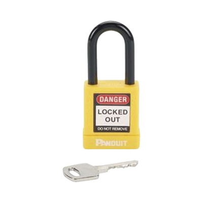 Candado de Bloqueo LOTO de Seguridad Dieléctrico, Con Llave Única, Diámetro de 6.5 mm, Color AMARILLO