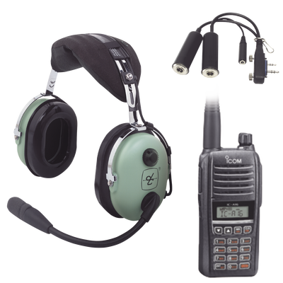 Kit Radio Portátil Aéreo Icom con Auricular David Clark para Aviación General
