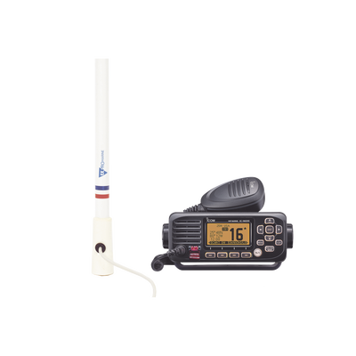 Kit de radio IC-M220 | mas antena marina de fibra de vidrio TX-5206-SYS y soporte para antena 4186