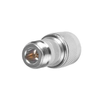 Adaptador en Línea, de Conector N Hembra Inverso a N Macho, Níquel/ Oro/ Teflón.
