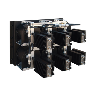 Combinador de Cerámica en Panel para Rack 19", 851-869 MHz, 6 Canales, 150 kHz de Sep., 110 Watt, Ent.-N Hem. / Sal.-DIN 7-16 Hem.