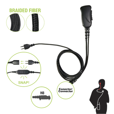 Micrófono con cable de fibra trenzada serie SNAP compatible con HYTERA X1E/P,Z1P AND PD6.
