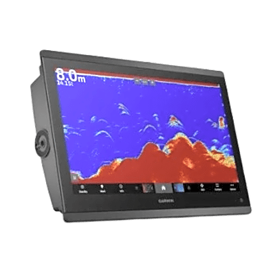 Pantalla táctil GPSMAP® 8416 de 16" con mapa mundial base.