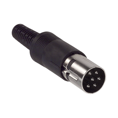 Conector Mini-DIN, Plug Circular de 6 Posiciones, Pin Machos, para Cable.