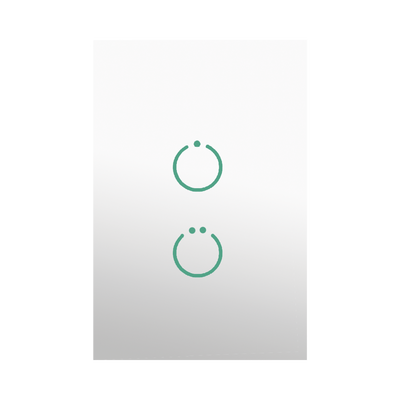 (ZWAVE) Interruptor On/Off panel táctil touch inalámbrico Zwave Plus 2 botones. Compatible con Hubitat HC8, Álula  M2M, otro