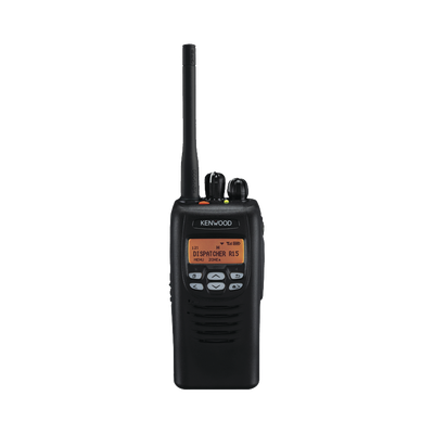 450-520 MHz, 5 W , pantalla LCD de 14 caracteres y 6 teclas frontales. Incluye Batería, Antena, cargador y clip.