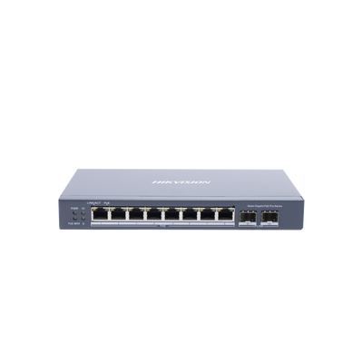 [DS-3E1510P-SI] Switch Gigabit PoE+ / Administrable / 8 Puertos Gigabit PoE+ / 2 Puertos SFP / Configuración Nube Hik-Partner Pro / Modo Extendido hasta 300 Metros / 110 W