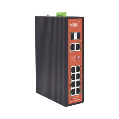 [WI-PS310GF-I-V2] Switch PoE Industrial No administrable / Puertos 1-2 PoE 802.3 af/at y PoE 24 Vcc Pasivo 30W / Puertos 3-4 PoE 802.3 af/at/bt Hasta 60W / Puertos 5-8 PoE 802.3 af/at Hasta 30W / Los 8 puertos son Gigabit + 2 SFP combo / Presupuesto 300W
