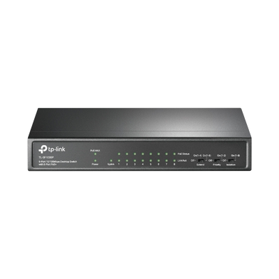 [TLSF1009P] Switch PoE+ No Administrable / De Escritorio 9 puertos 10/100 Mbps / 8 puertos PoE af/at Inteligente / Presupuesto 65 W / Hasta 250 metros