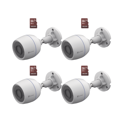 [CS-H3C/KM4] Kit de Camaras WiFi, Incluye 4 Piezas CS-H3C y 4 Piezas HS-TF-E1/32G  / Detección de Movimiento