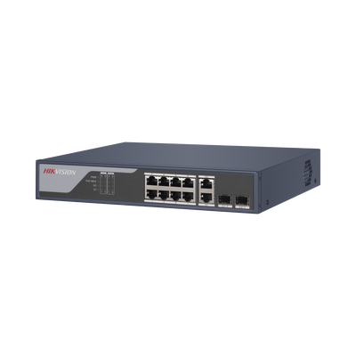 [DS-3E1310P-SI] Switch PoE+ / Administrable / Uso en Rack / 8 Puertos 10/100 PoE+ /  2 Puertos 1000 Mbps Uplink  / 2 Puertos SFP / Configuración Nube desde Hik-PartnerPro / Modo Extendido hasta 300 Metros / 125 W