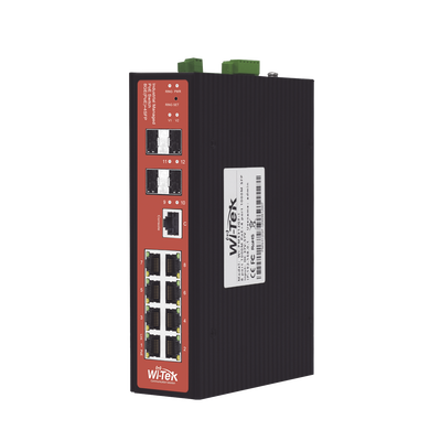 [WI-PMS312GF-I] Switch Industrial 8 puertos / Administrable PoE / Puerto 1-2 PoE 24V/48V /  Puertos 3-8 puertos 802.3 af/at/bt / Presupuesto máx 240 W