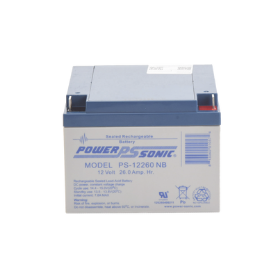 [PS-12260-NB] Batería 12V, 26AH, Para Respaldo, Tecnologías AGM/VRLA, 5 Años Vida Útil, Terminales NB, Reconocida UL