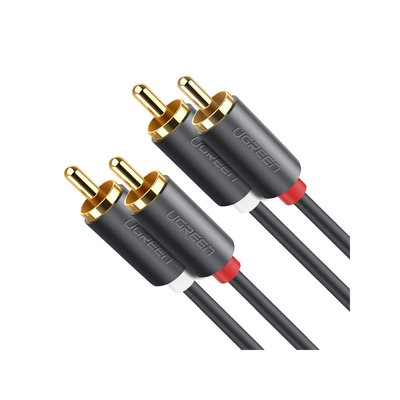 [10519] Cable de Audio 2 RCA Macho a 2 RCA Macho / 3 Metros / Color Negro / Alta Calidad /Anillos de goma para asegurar un agarre firme al instalar o quitar el cable