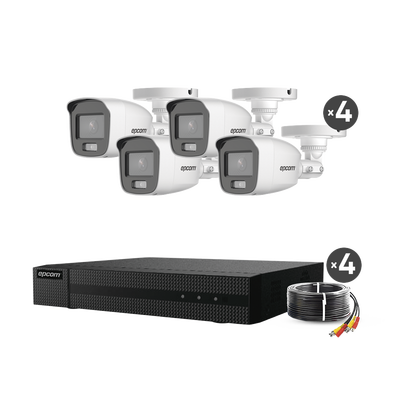 [N4-B8-KIT-CV/A-213725] Kit TurboHD 1080p / DVR 4 Canales / 4 Cámaras Bala ColorVu con Microfono Integrado / Fuente de Poder / Accesorios de Instalación