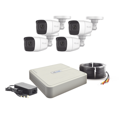 [N4-HL1080PS(C)-210217] (MICRÓFONO Integrado) Kit TurboHD 1080p Lite / DVR 4 canales / Audio por Coaxitron / 4 Cámaras Bala de Policarbonato con Micrófono Integrado