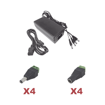 [N4-K2PLK12DC4CH-194482] Kit con fuente EPCOM POWER LINE con salida de 12 Vcc a 5 Amper con 4 salidas / Incluye conectores JR52 y JR53