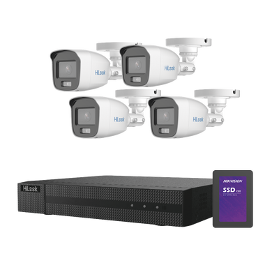 [N4-HL-1080-CV/A/1TB-220057] Kit TurboHD 1080p + SSD 1 TB / DVR 4 Canales / 4 Cámaras Bala ColorVu con Micrófono Integrado / Fuente de Poder / Accesorios de Instalación