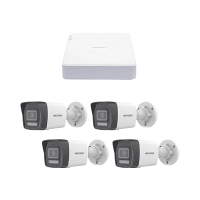 [N4-KIPCV2M/4B-206966] Kit IP 1080p (2 Megapixel) / NVR de 4 Canales con 4 Puertos PoE / 4 Cámaras IP Bala ColorVu Lite y ACUSENSE Lite / Micrófono Integrado