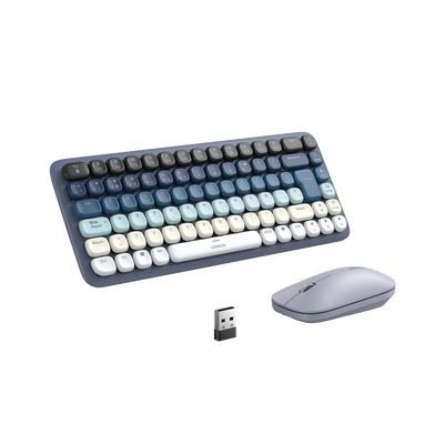 [N4-25179-225071] Paquete de Teclado y Mouse | 85 teclas en Español | Bluetooth y 2.4GHz |  Mouse Ambidiestro  | Sensor de DPI ajustable | Efectos de Iluminación del Teclado | Amplia compatibilidad | Color Azul.
