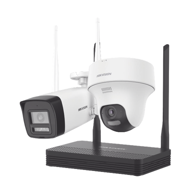 [N4-NKS422W02H-230266] Kit IP Inalámbrico 2 Megapíxel / NVS 4 Canales / 1 Cámara Bala Exterior + 1 Cámara Turret Interior con Lente 2.8 mm y Dual Light / Audio Bidireccional (Micrófono y Bocina) / Soporta Micro SD de 512 GB